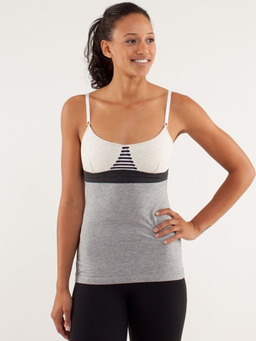 Lululemon  White Grey Contentment Triangle  Bra Tank Sz 6